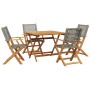 5-piece garden dining set made of gray solid wood PE rattan by , Garden sets - Ref: Foro24-3281827, Price: 383,36 €, Discount: %