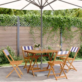 5-piece garden dining set, solid wood with blue and white fabric. by , Garden sets - Ref: Foro24-3281789, Price: 278,99 €, Di...