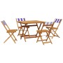 5-piece garden dining set, solid wood with blue and white fabric. by , Garden sets - Ref: Foro24-3281789, Price: 281,16 €, Di...