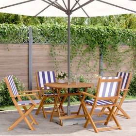 5-piece garden dining set, solid wood with blue and white fabric. by , Garden sets - Ref: Foro24-3281825, Price: 289,99 €, Di...