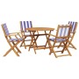 Set de comedor de jardín 5 pzas tela madera maciza azul blanco de , Conjuntos de jardín - Ref: Foro24-3281825, Precio: 291,78...