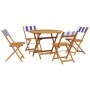 5-piece garden dining set, solid wood with blue and white fabric. by , Garden sets - Ref: Foro24-3281777, Price: 259,39 €, Di...