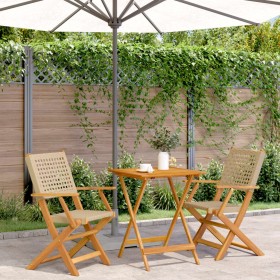 3-piece bistro set made of beige PE rattan and solid wood by , Garden sets - Ref: Foro24-3281804, Price: 194,04 €, Discount: %