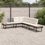 L-shaped garden sofa with black PE rattan and acacia cushions by , Outdoor sofas - Ref: Foro24-365634, Price: 338,21 €, Disco...