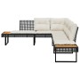 L-shaped garden sofa with black PE rattan and acacia cushions by , Outdoor sofas - Ref: Foro24-365634, Price: 338,21 €, Disco...