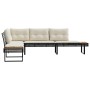 L-shaped garden sofa with black PE rattan and acacia cushions by , Outdoor sofas - Ref: Foro24-365634, Price: 338,21 €, Disco...