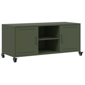 TV-Möbel aus kaltgewalztem Stahl in Olivgrün, 100,5x39x43,5 cm. von , TV-Möbel - Ref: Foro24-846666, Preis: 121,99 €, Rabatt: %