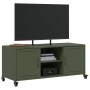 TV stand made of cold-rolled steel in olive green, measuring 100.5x39x43.5 cm. by , TV Furniture - Ref: Foro24-846666, Price:...