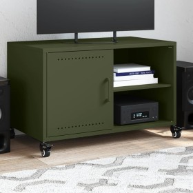 Mueble para TV acero laminado en frío verde oliva 68x39x43,5 cm de , Muebles TV - Ref: Foro24-846672, Precio: 72,98 €, Descue...