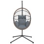 Silla colgante huevo con soporte ratán y acero gris claro de , Balancines de jardín - Ref: Foro24-4007406, Precio: 220,41 €, ...