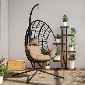 Hanging egg chair with taupe fabric and steel support by , Garden rockers - Ref: Foro24-4007410, Price: 256,99 €, Discount: %