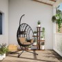 Hanging egg chair with taupe fabric and steel support by , Garden rockers - Ref: Foro24-4007410, Price: 255,25 €, Discount: %