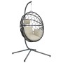 Hanging egg chair with beige rattan and steel support by , Garden rockers - Ref: Foro24-4007404, Price: 232,47 €, Discount: %