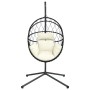 Hanging egg chair with beige rattan and steel support by , Garden rockers - Ref: Foro24-4007404, Price: 232,47 €, Discount: %