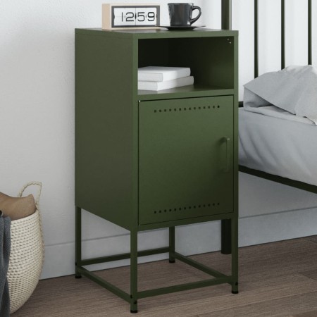 Bedside table in olive green steel, 36x39x78 cm by , Nightstands - Ref: Foro24-846574, Price: 71,50 €, Discount: %