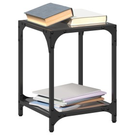 Black glass and steel coffee table 30x30x40 cm by , Coffee table - Ref: Foro24-845956, Price: 36,99 €, Discount: %