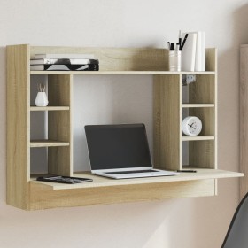 Wall-mounted oak Sonoma wood engineering desk 105x48x75 cm by , Desks - Ref: Foro24-847970, Price: 69,99 €, Discount: %