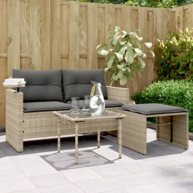 Gartensofa-Set 3-teilig mit grauen Kissen aus synthetischem Rattan von , Outdoor-Sofas - Ref: Foro24-365463, Preis: 216,67 €,...