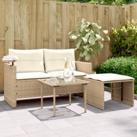 Gartensofagarnitur mit beigen Kissen, 3-teilig, aus PE-Rattan. von , Outdoor-Sofas - Ref: Foro24-365461, Preis: 215,15 €, Rab...