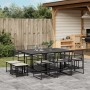 Set de comedor jardín 11 pzas con cojines ratán sintético negro de , Conjuntos de jardín - Ref: Foro24-3295029, Precio: 712,8...