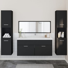 4-piece black plywood bathroom furniture set by , Bathroom furniture - Ref: Foro24-3308537, Price: 185,49 €, Discount: %