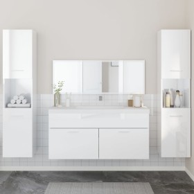 4-piece bathroom furniture set made of glossy white plywood by , Bathroom furniture - Ref: Foro24-3308540, Price: 215,54 €, D...