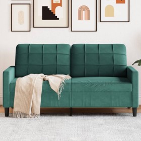 Dark green velvet 2-seater sofa, 140 cm by , Sofas - Ref: Foro24-4007626, Price: 231,74 €, Discount: %