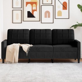 3-seater black velvet sofa 180 cm by , Sofas - Ref: Foro24-4007639, Price: 259,50 €, Discount: %