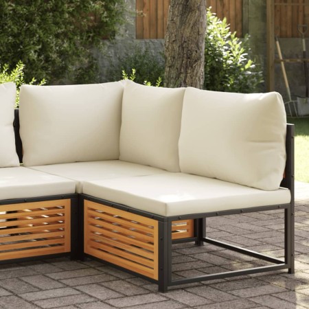 Garden sofa without armrests with solid acacia wood cushions by , Modular outdoor sofas - Ref: Foro24-367646, Price: 123,80 €...