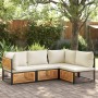 Garden sofa without armrests with solid acacia wood cushions by , Modular outdoor sofas - Ref: Foro24-367646, Price: 123,80 €...