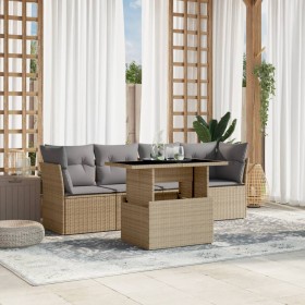 Garden sofa set with 5-piece synthetic rattan beige cushions by , Garden sets - Ref: Foro24-3266349, Price: 360,33 €, Discoun...