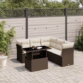 Set aus 6-teiligen Gartensofas und Kissen aus braunem Kunst-Rattan. von , Gartensets - Ref: Foro24-3266583, Preis: 444,75 €, ...