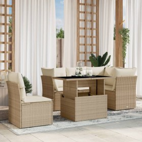 Gartensofa-Set mit 6-teiligen Kissen aus synthetischem Rattan in Beige. von , Gartensets - Ref: Foro24-3266588, Preis: 563,30...