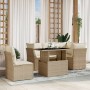 Gartensofa-Set mit 6-teiligen Kissen aus synthetischem Rattan in Beige. von , Gartensets - Ref: Foro24-3266588, Preis: 563,30...