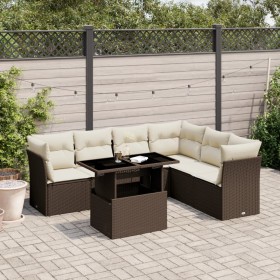 7-piece garden sofa set with brown PE rattan cushions by , Garden sets - Ref: Foro24-3266613, Price: 512,99 €, Discount: %