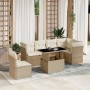 Set of 7-piece garden sofas and beige synthetic rattan cushions by , Garden sets - Ref: Foro24-3266618, Price: 582,86 €, Disc...