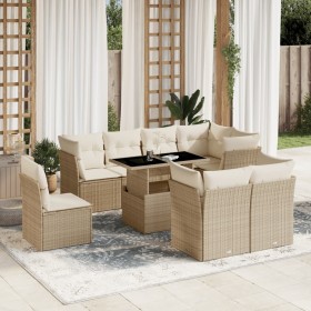 Gartensofagarnitur 9-teilig mit Kissen aus synthetischem Rattan in Beige. von , Gartensets - Ref: Foro24-3266728, Preis: 761,...