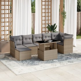 Garden sofa set with 8 pieces of synthetic beige rattan and cushions. by , Garden sets - Ref: Foro24-3266749, Price: 558,85 €...