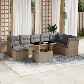 Gartensofagarnitur 9-teilig mit Kissen aus synthetischem Rattan in Beige. von , Gartensets - Ref: Foro24-3266789, Preis: 629,...