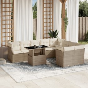 Gartensofa-Set mit 10-teiligen beigen Kissen aus synthetischem Rattan. von , Gartensets - Ref: Foro24-3266838, Preis: 803,02 ...