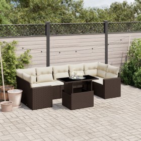 Set aus 8-teiligen Gartensofas und Kissen aus braunem Kunststoff-Rattan. von , Gartensets - Ref: Foro24-3267153, Preis: 610,0...