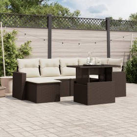 7-piece garden sofa set with brown PE rattan cushions by , Garden sets - Ref: Foro24-3267423, Price: 517,23 €, Discount: %