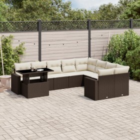 Gartensofa-Set, 10-teilig, mit braunen Kissen aus synthetischem Rattan. von , Gartensets - Ref: Foro24-3267513, Preis: 704,04...