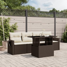 Garten-Essgruppe, 5-teilig, mit braunen Kunststoff-Rattan-Kissen. von , Gartensets - Ref: Foro24-3267733, Preis: 377,99 €, Ra...