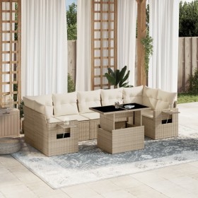 Garden sofa set with 8 pieces of synthetic beige rattan and cushions. by , Garden sets - Ref: Foro24-3267778, Price: 740,33 €...