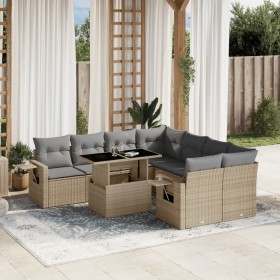 Gartensofagarnitur 9-teilig mit Kissen aus synthetischem Rattan in Beige. von , Gartensets - Ref: Foro24-3267799, Preis: 661,...