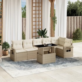 Set of 7-piece garden sofas and beige synthetic rattan cushions by , Garden sets - Ref: Foro24-3267918, Price: 591,74 €, Disc...