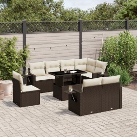 Garden sofa set 9 pieces and brown synthetic rattan cushions by , Garden sets - Ref: Foro24-3268043, Price: 692,99 €, Discoun...