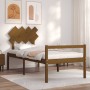 Estructura de cama con cabecero madera maciza marrón miel de vidaXL, Camas y somieres - Ref: Foro24-3195514, Precio: 118,99 €...