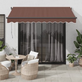 Manual retractable awning with LED light brown 300x250 cm by , Awnings - Ref: Foro24-3215741, Price: 254,99 €, Discount: %